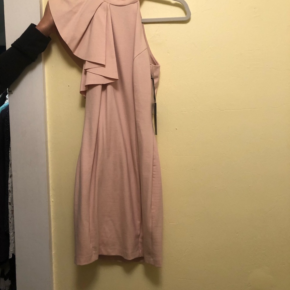 Soft pink off the shoulder dress